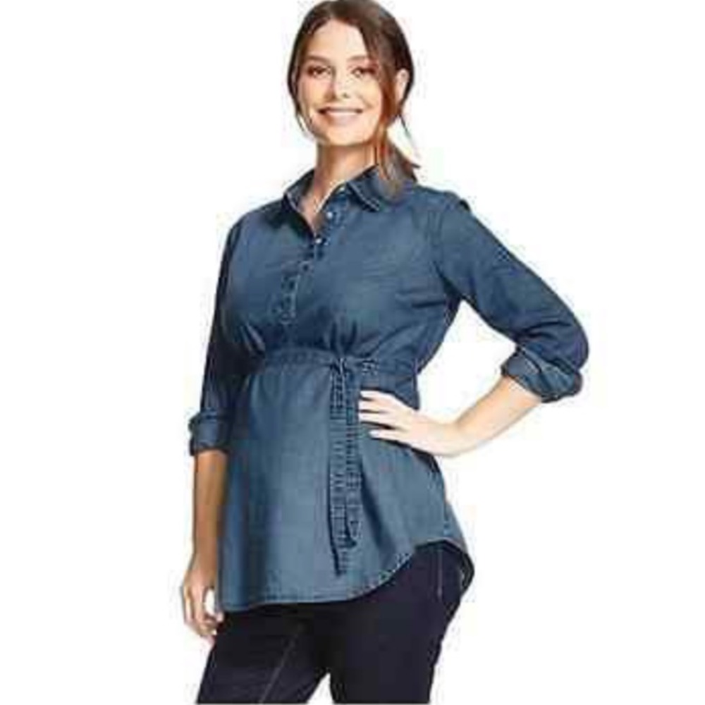 Liz Lange Denim/Chambray Maternity Shirt